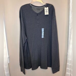 NWT Izod Men’s Vintage Heavy Long Sleeve Thermal Henley Shirt Size 2XL Gray